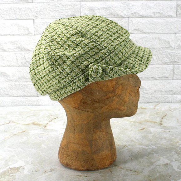 Vintage Accessories - VINTAGE MANHATTAN HAT COMPANY Cabbie Hat Green Plaid Tweed Houndstooth Cap